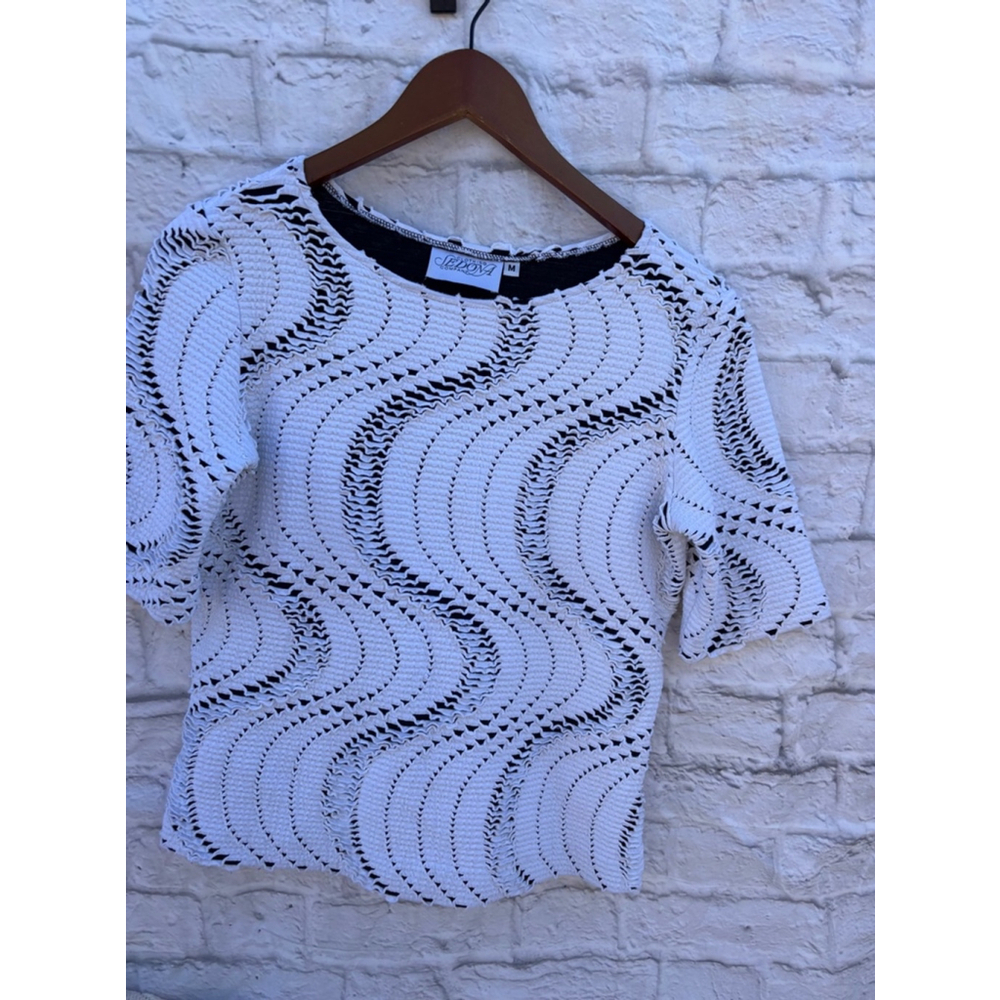 Women's Y2K Sedona Blouse, Size M, White &‎ Black